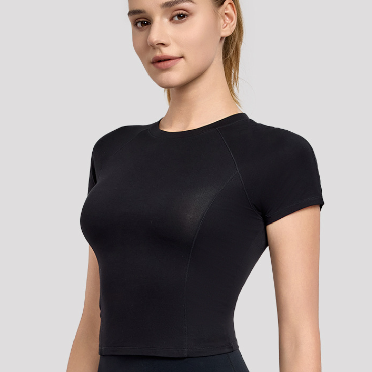 Short Workout Top Women Waist Slimming Sports Short Sleeved T shirt Casual All Matching Breathable Yoga Clothes Outer Wear