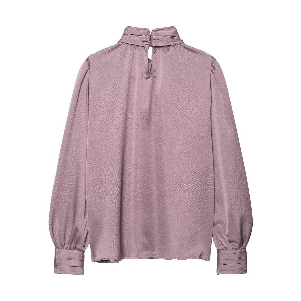 Elegant Women Bowknot Decoration Silk Satin Textured Shirt