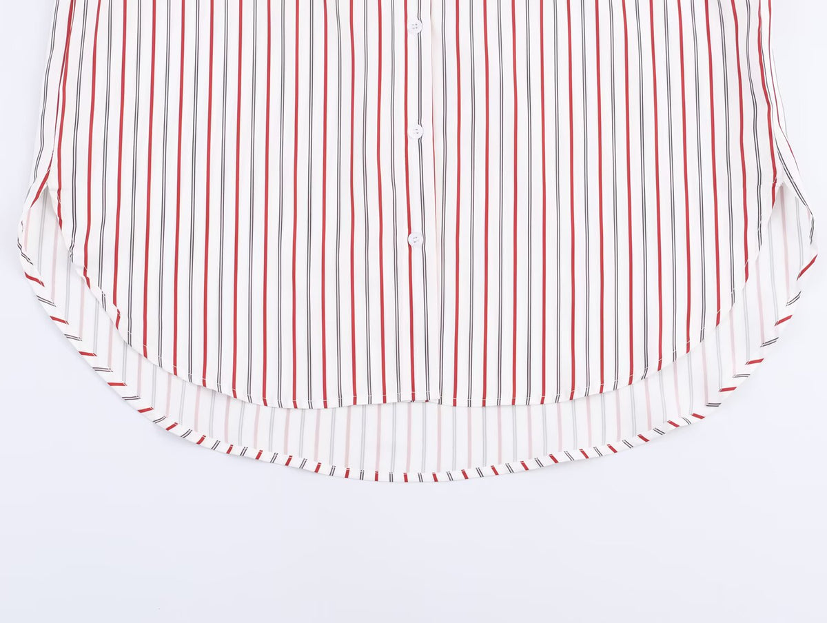 Women Striped Loose Design Elegant Poplin Shirt
