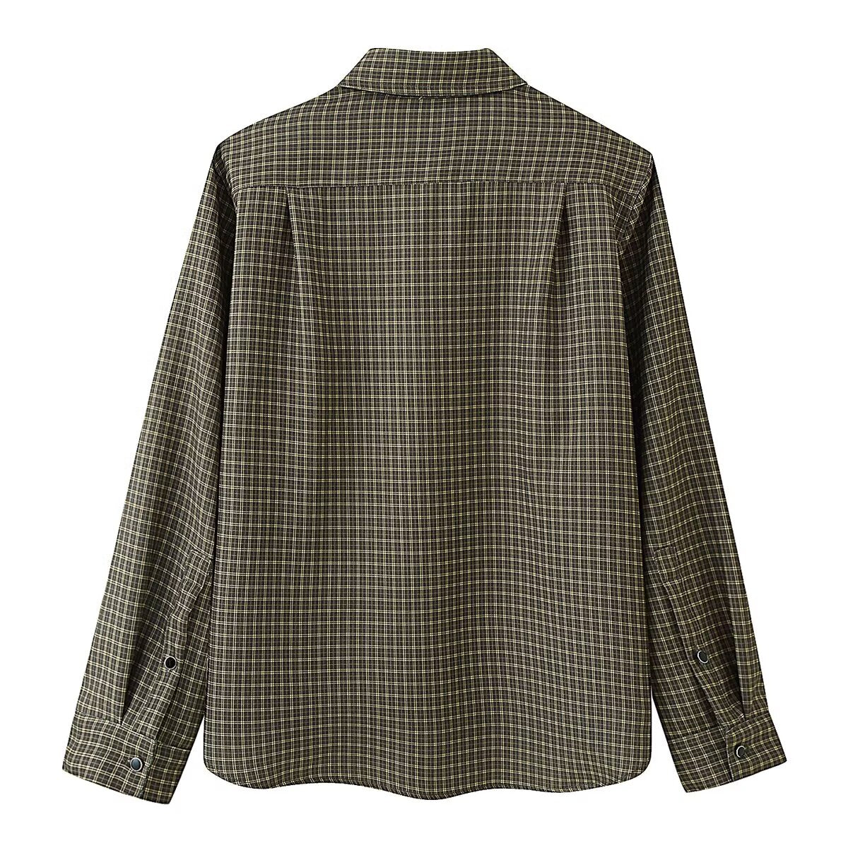 Autumn Lazy Wind Loose Padded Shoulder Long Sleeve Plaid Shirt