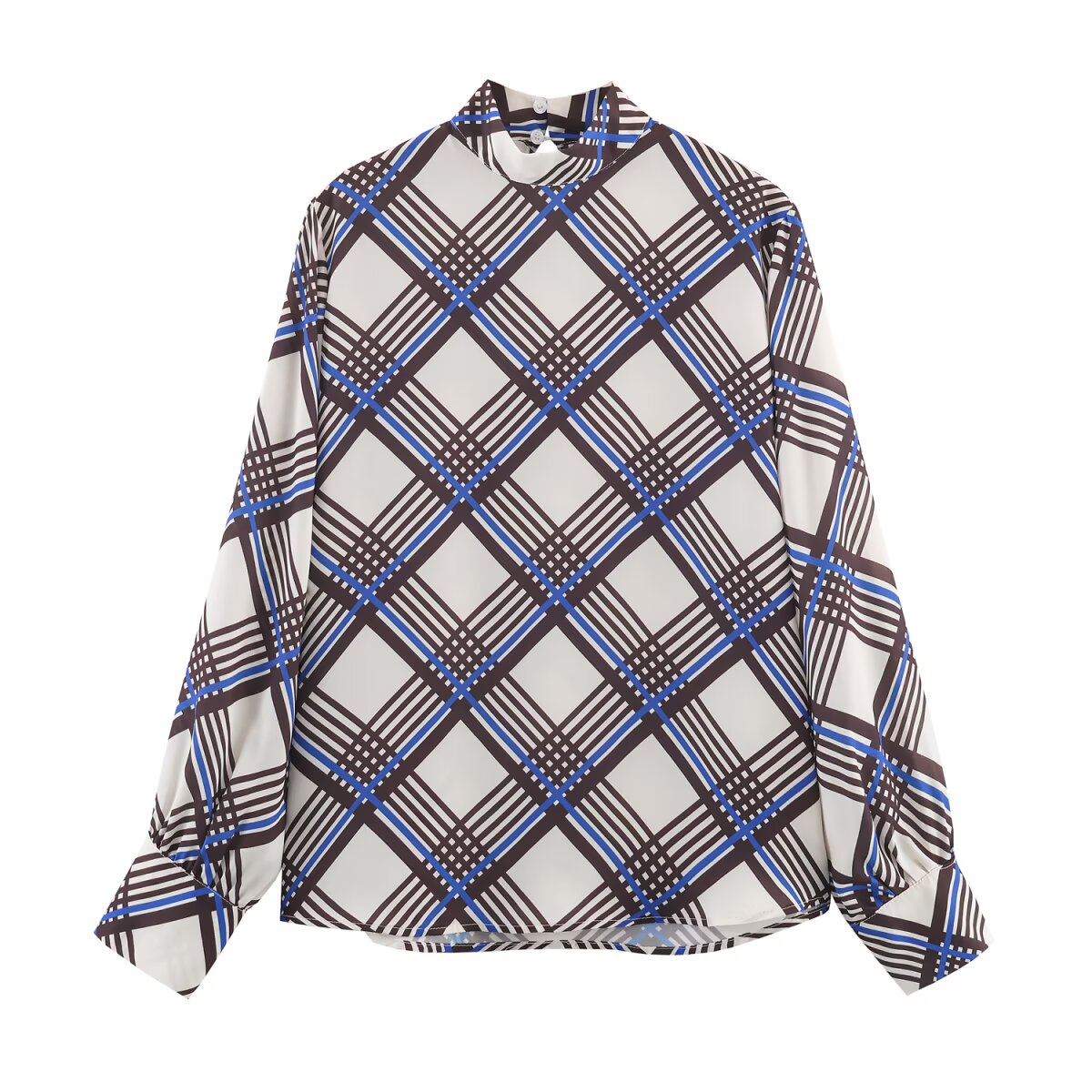 Autumn Women Clothing Trendy Plaid Turtleneck Shirt