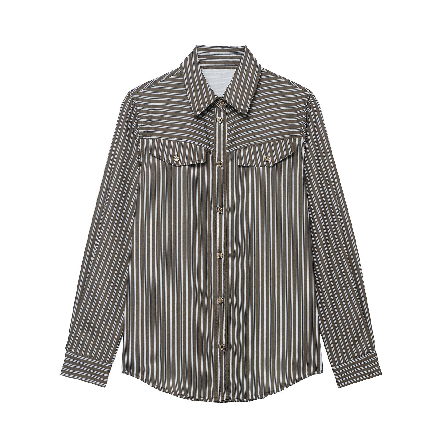 Women Clothing at Casual Striped Poplin Shirt