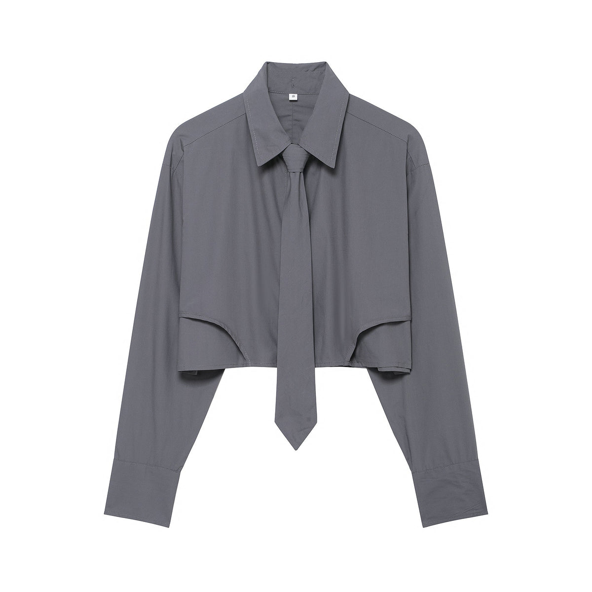 Women Clothing Autumn Niche Women Clothing Sexy Tie Decoration Poplin Short Shirt