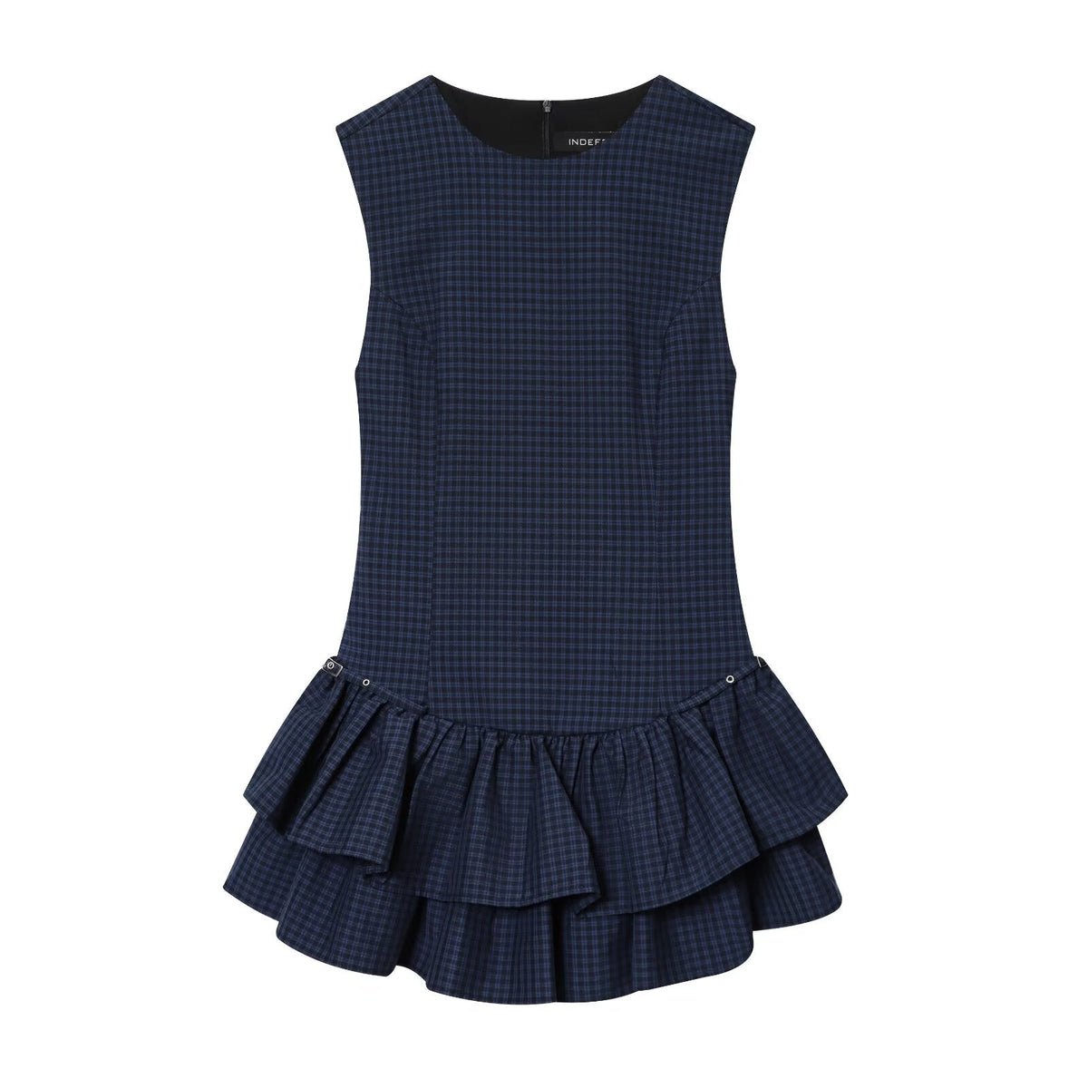 Women Clothing Autumn Sweet Romantic Plaid Laminated Decoration Short Dress