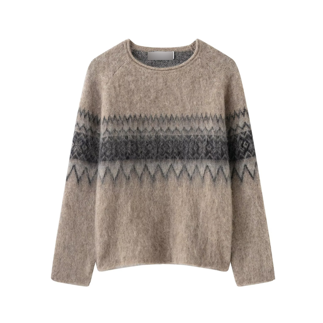 Elegant Women Clothing Wiping Effect Jacquard Sweater