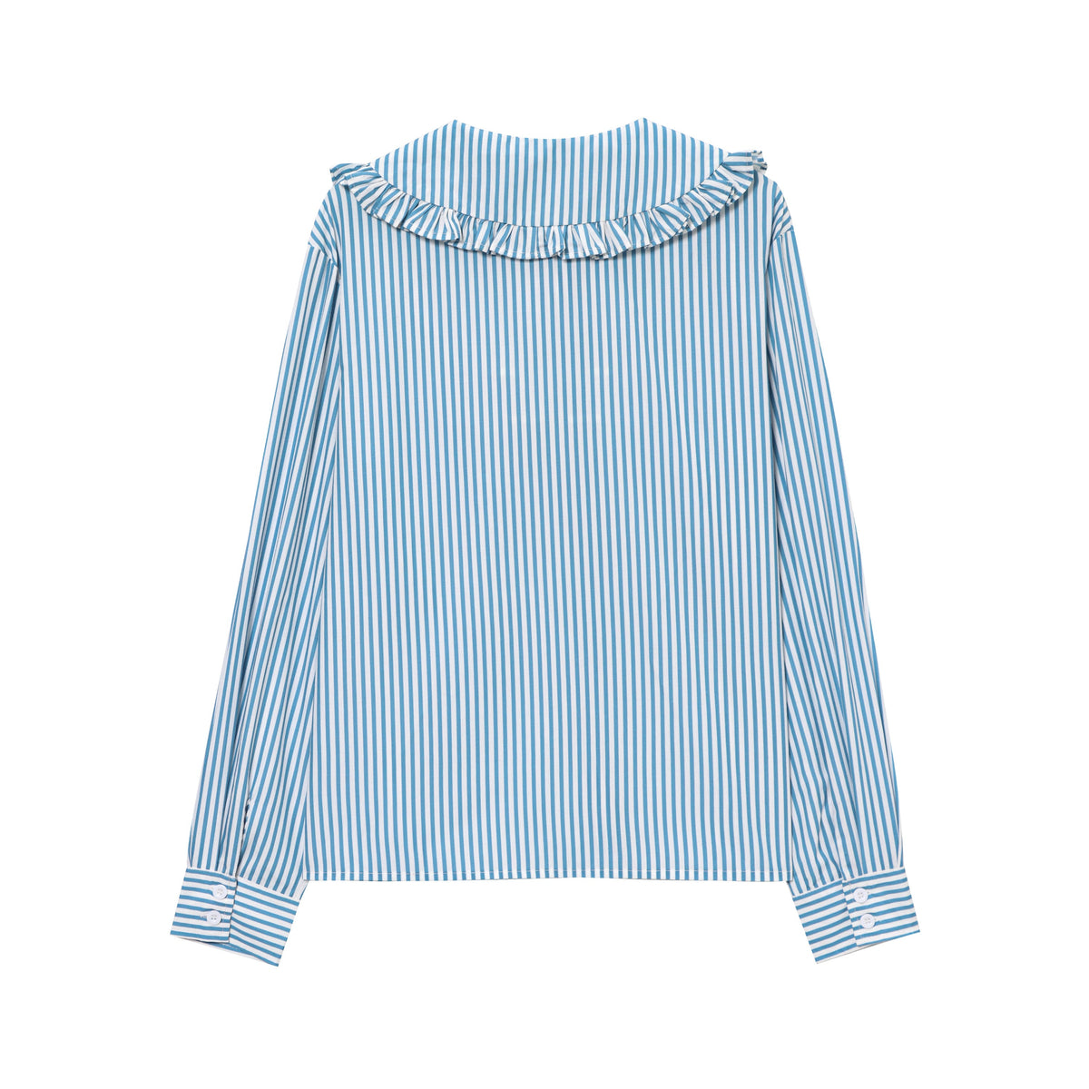 Spring Wooden Ear Women Striped Shirt Doll Collar Elegant