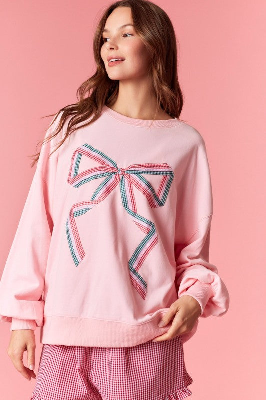 Winter Women Clothing Embroidered Bow Sweater Loose Casual Top Women