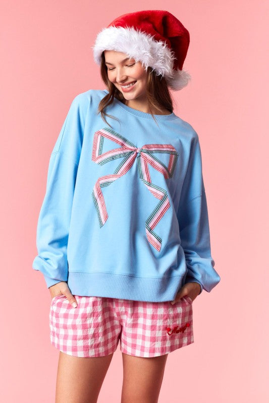 Winter Women Clothing Embroidered Bow Sweater Loose Casual Top Women