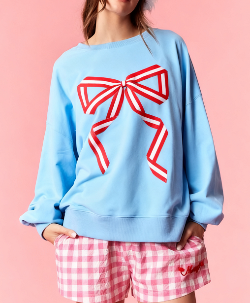 Winter Women Clothing Embroidered Bow Sweater Loose Casual Top Women