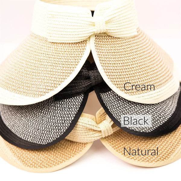 Two Tone Bow Foldable Roll Up Summer Beach Visor