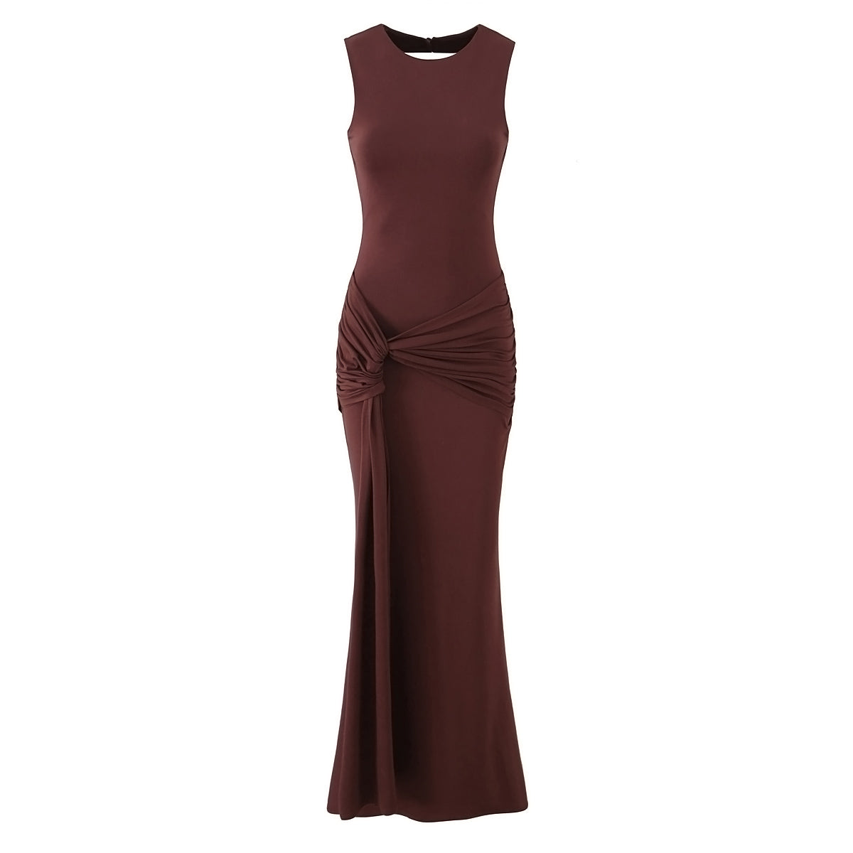 Slim Fit Standard Pleating Twisted Sleeveless Dress Women Summer Elegant Backless Tight Waist Sexy Maxi Dress