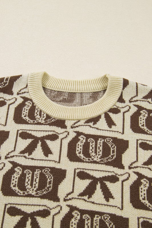 Plus Size Western Bows & Horseshoes Long Sleeve Sw