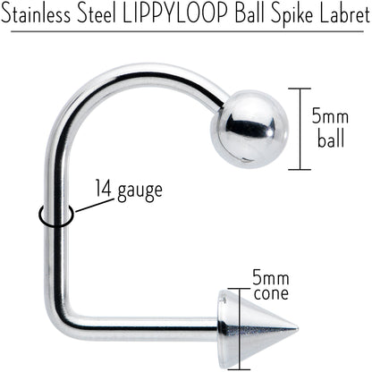 14G Stainless Steel LIPPYLOOP Ball Spike Labret
