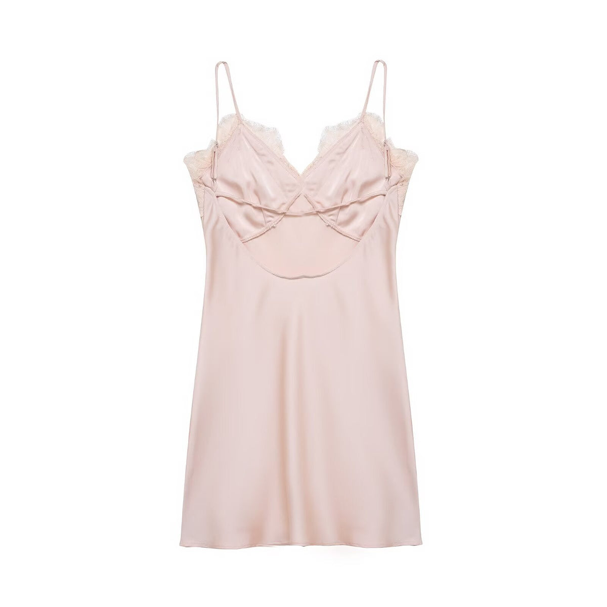 Early Spring Women Clothing Elegant Fashionable Slimming Silk Satin Lace Stitching Cami Dress