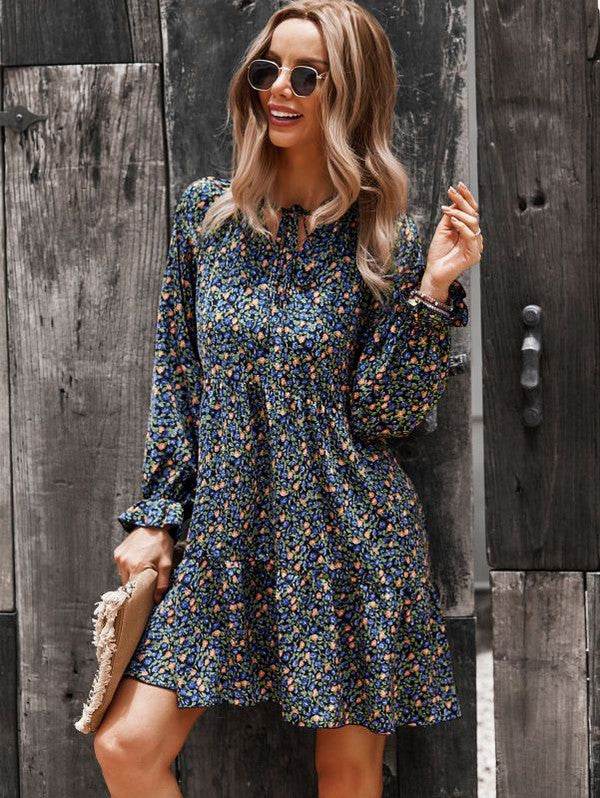 Long sleeve floral printed dress