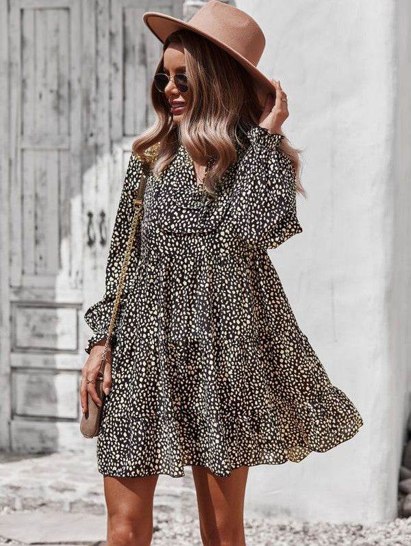 Printed long sleeve dress
