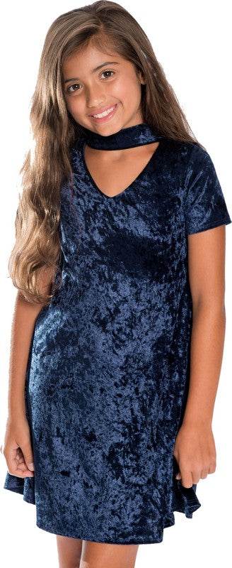 KIDS VELVET CHOKER DRESS