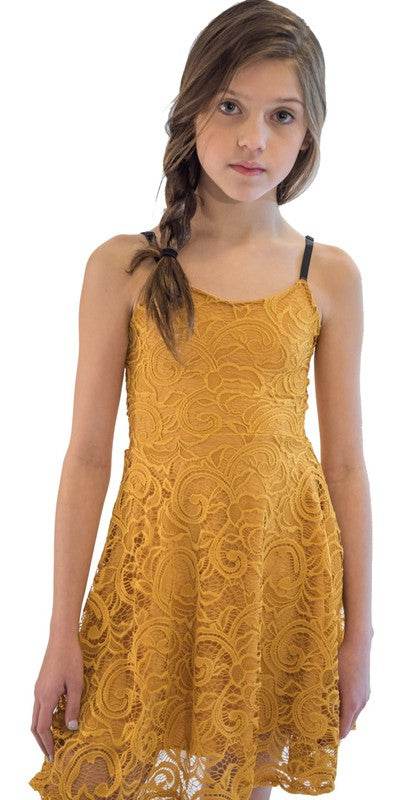 KIDS LACE BRA STRAP SKATER DRESS