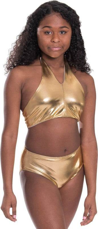 KIDS HIGH WAISTED HALTER BIKINI