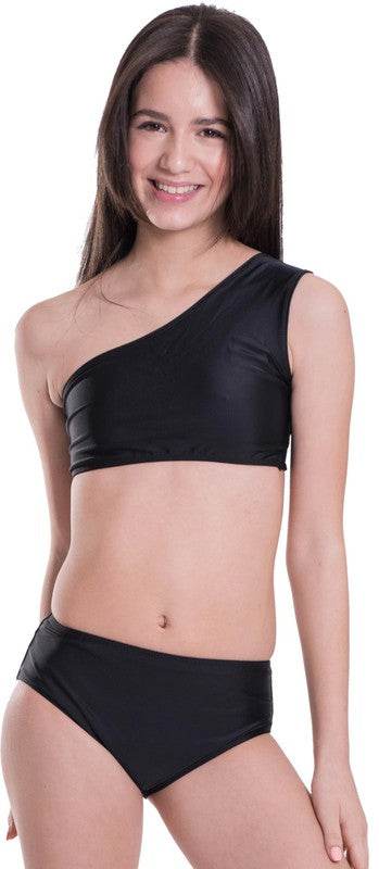 KIDS ONE SHOULDER HIGH WAISTED BIKINI
