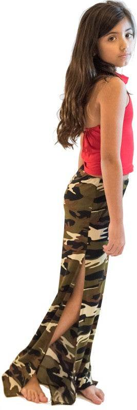 KIDS CAMOUFLAGE CUT SIDE PANTS