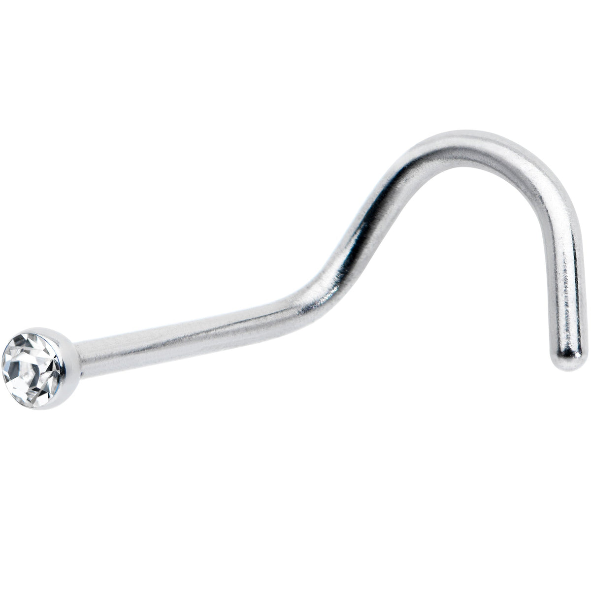 20G Stainless Steel Crystalline Gem Micro Nose Ring Twister