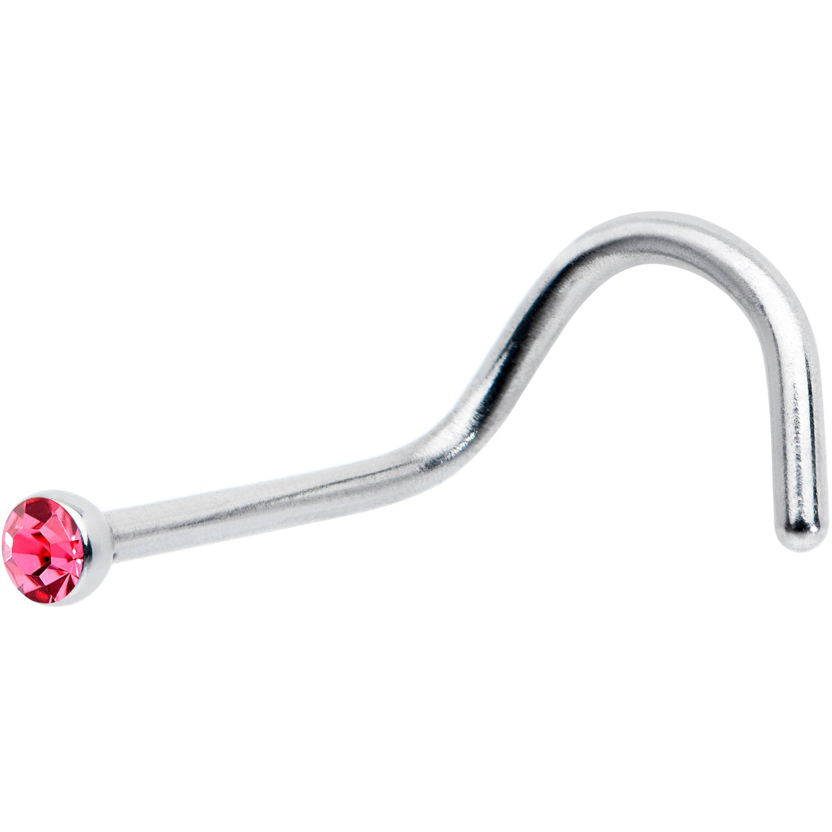 20G Stainless Steel Pink Gem Micro Nose Ring Twister
