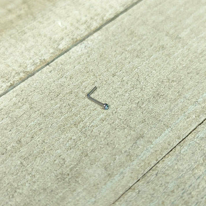 20G Stainless Steel Aqua Gem Micro Nose Ring L-Shaped