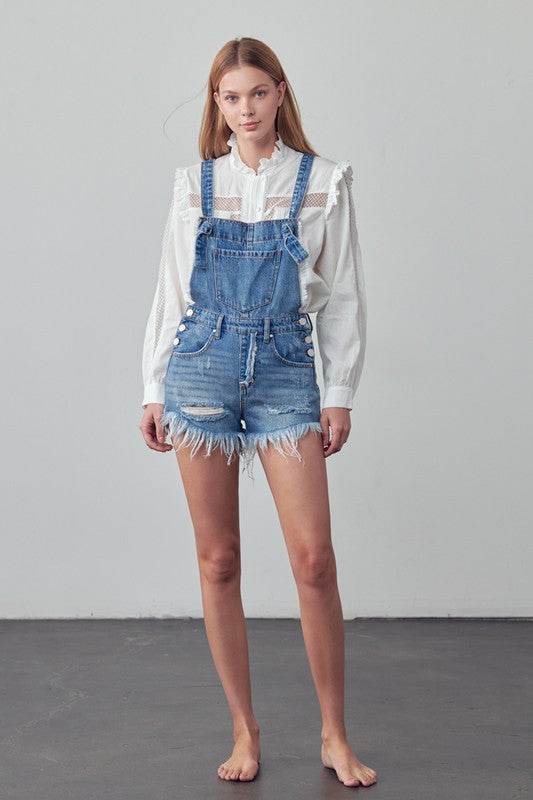 Frayed Overall Romper