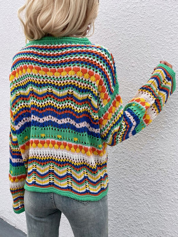 Crochet striped sweater