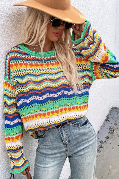 Crochet striped sweater