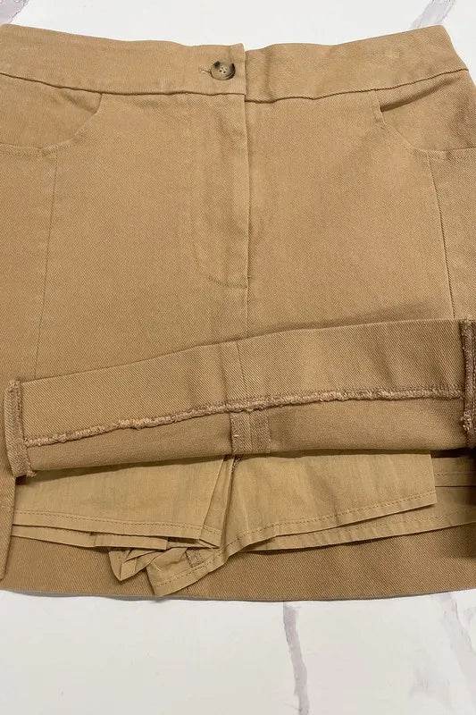 Annie Wear Comfort Stretch Cotton Slit Detailed Mini Skirt