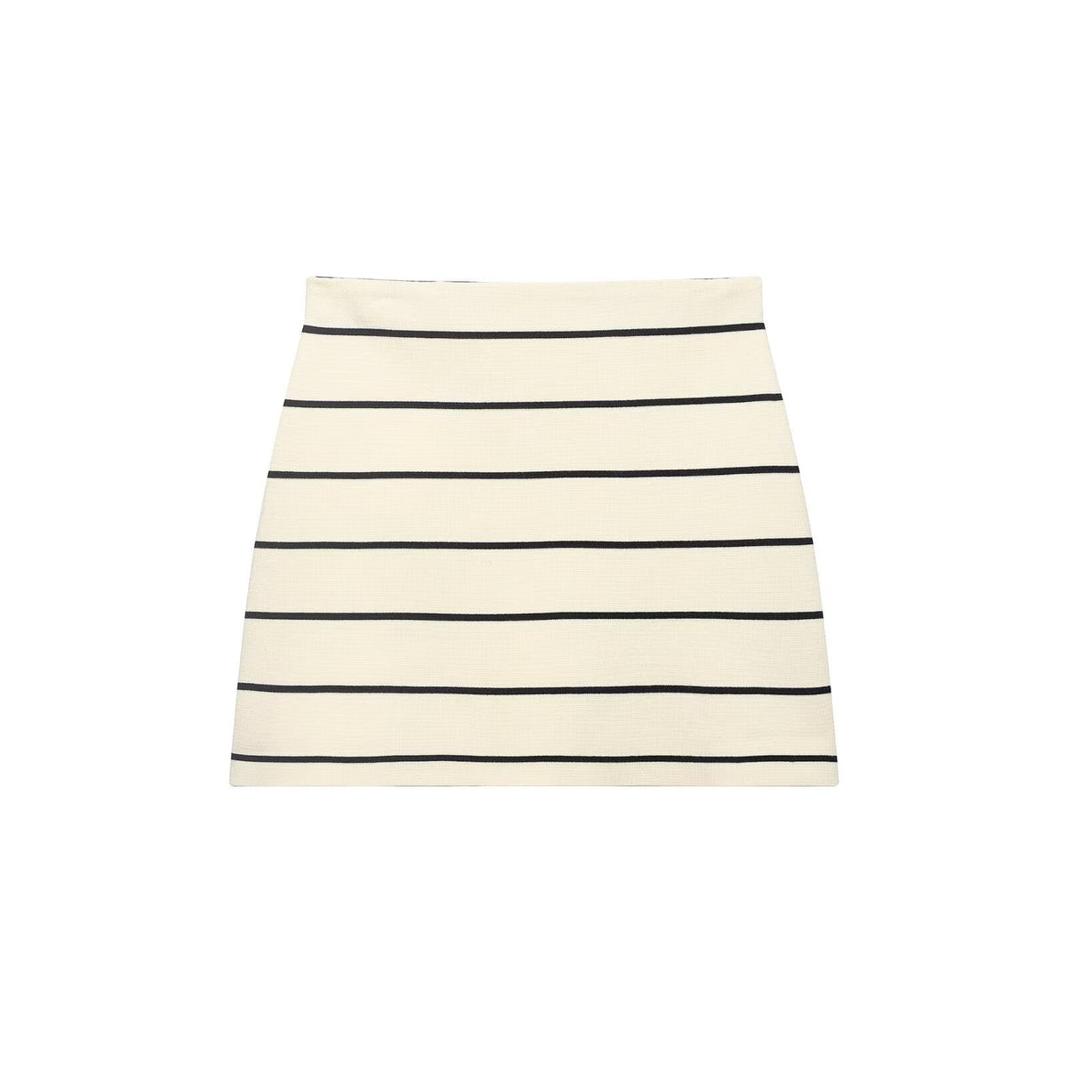 Women Striped Short Sleeved Knitted Jacket Mini Skirt Stes