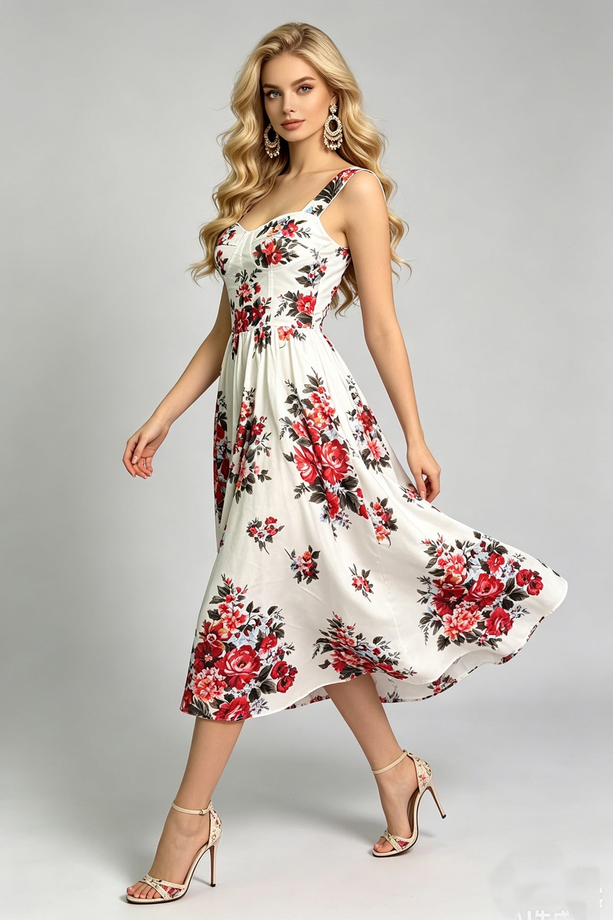Women Summer Sleeveless Printed A Line Dress