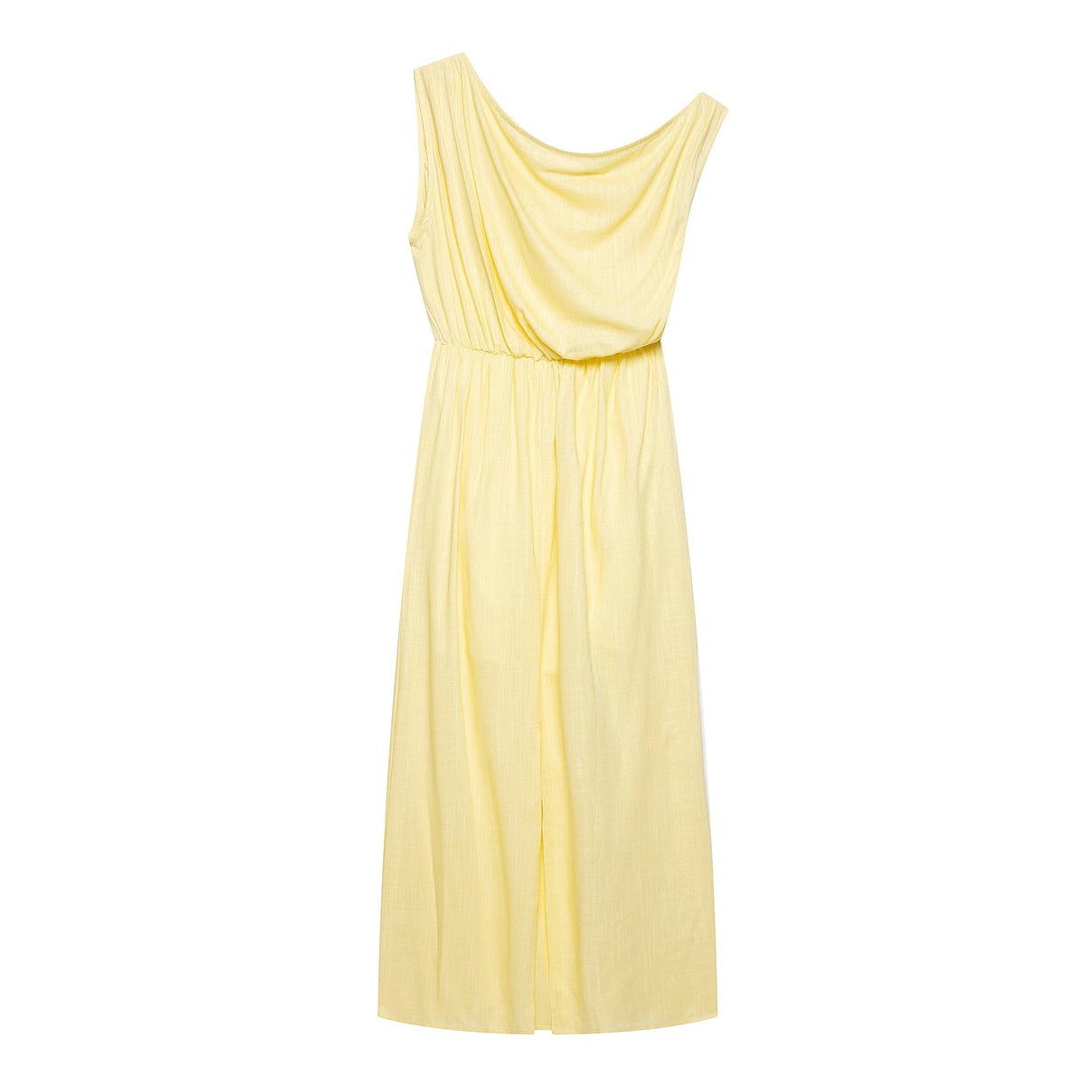 Women Slanted Shoulder One Shoulder Sleeveless Waist Cinching Long Dress