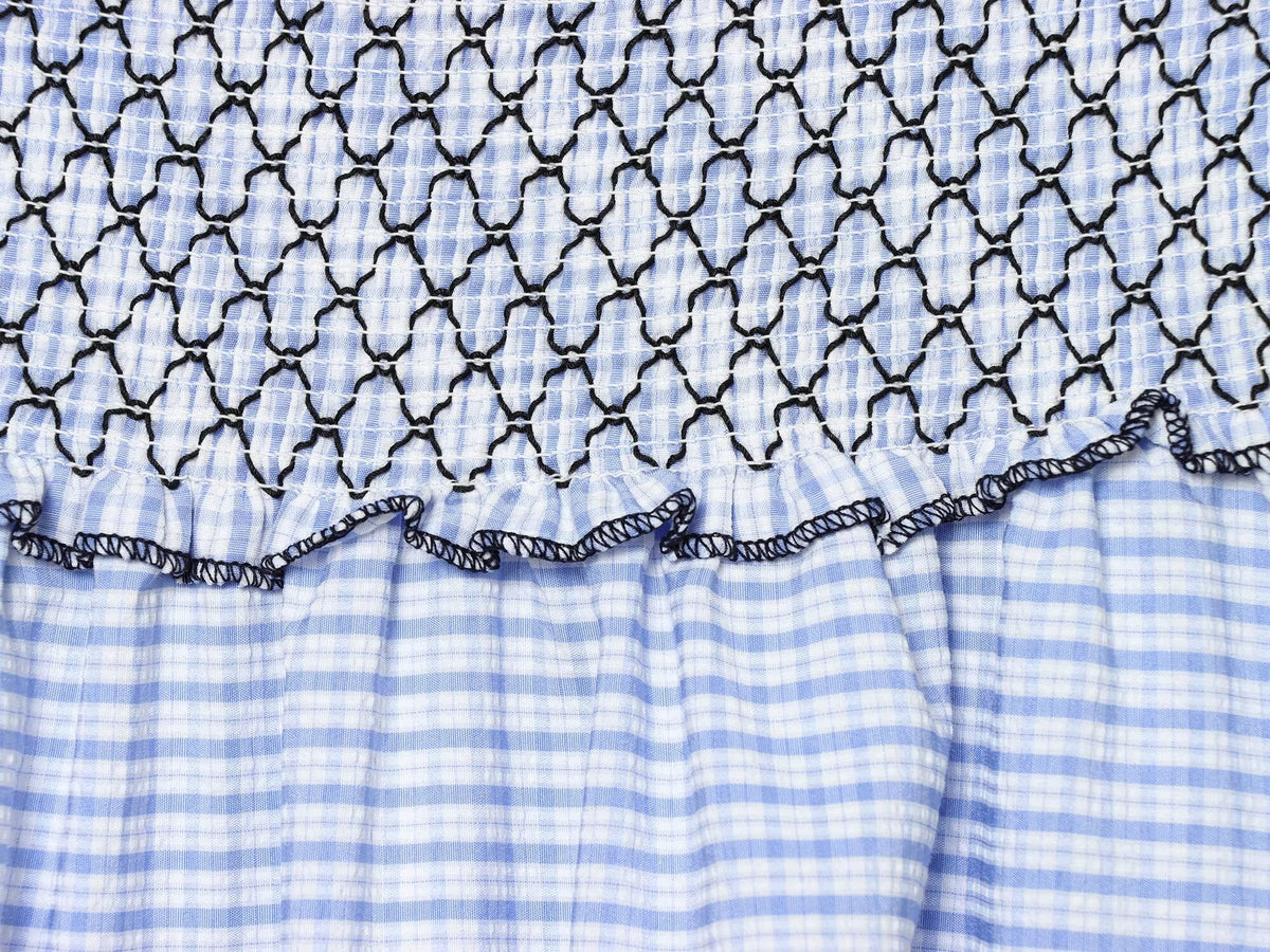Women Clothing Summer Fashionable Lace Embroidered Plaid Midi Skirt