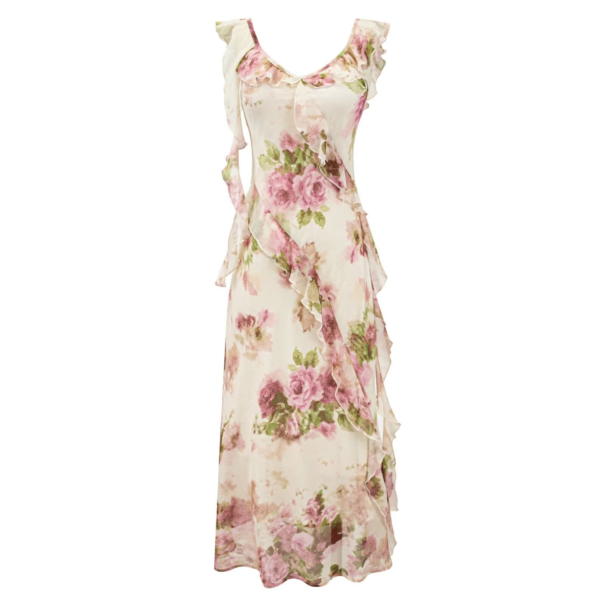 Women Clothing Summer Huayang Floral Sea V neck Lace up Backless Strap Dress Lace Dress