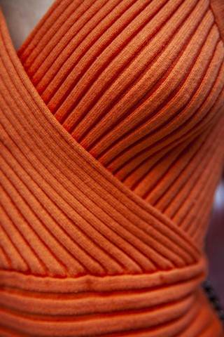 Orange Rib-knit Sweater Dress