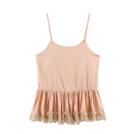 Women Clothing Summer Lace Silk Satin Texture Underwear Strap Dress