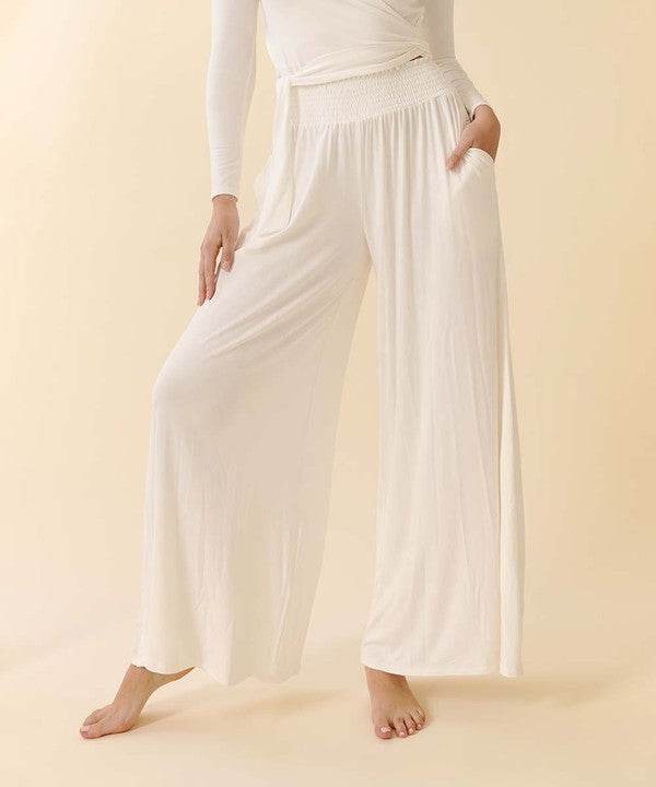 SMOCK ELASTIC WAIST MAXI PALAZZO