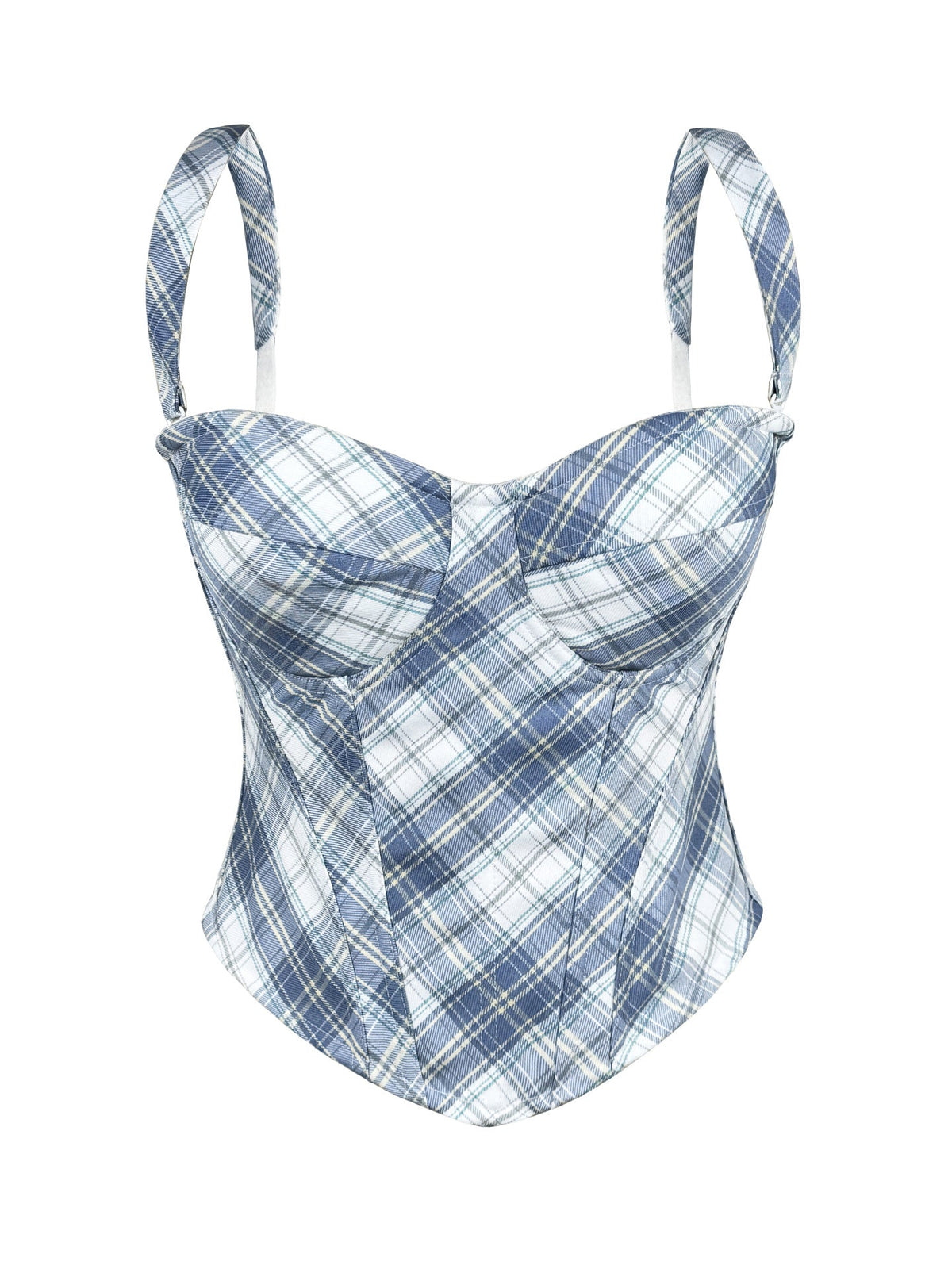 Summer Plaid Boning Corset Bra Chest Pad Outer Wear Daily Casual Camisole Slim Fit Slimming Boning Corset Top for Women