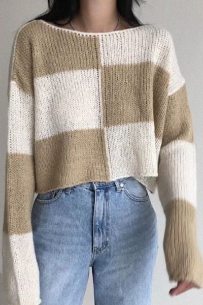 Checkered knit sweater