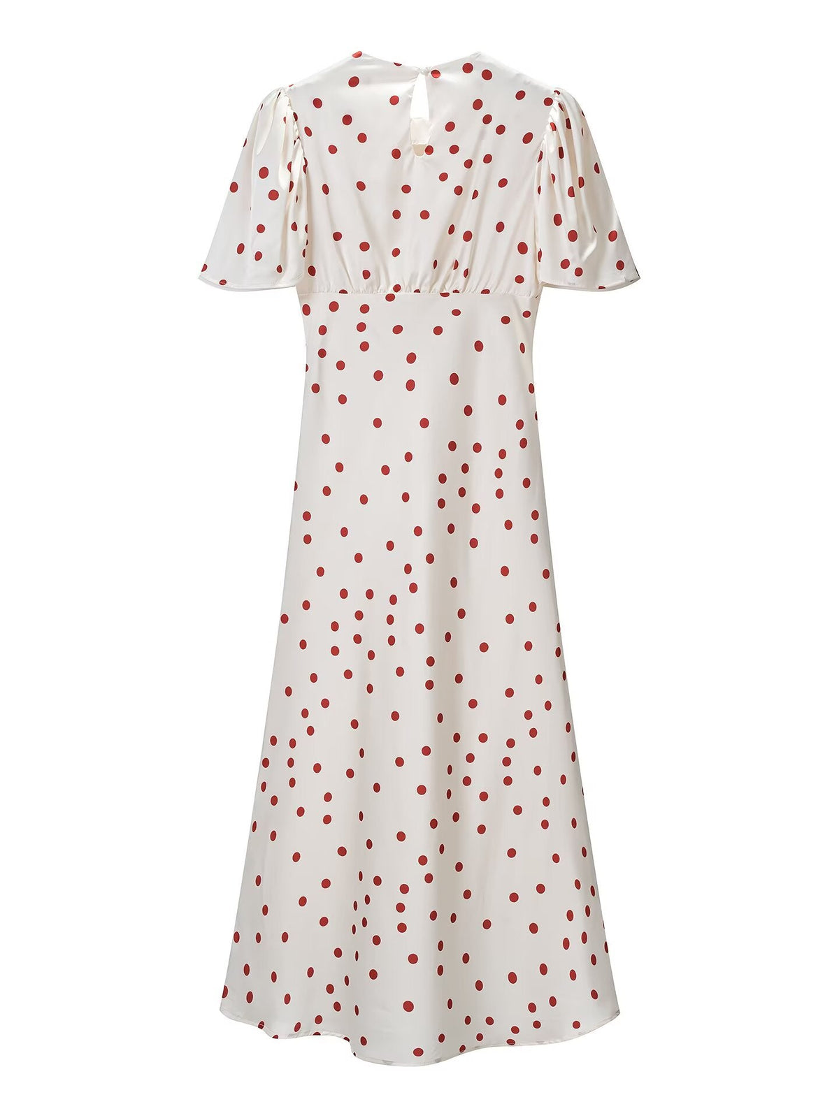 Women Clothing Summer Sweet Niche round Neck Polka Dot Print Stringy Selvedge Dress