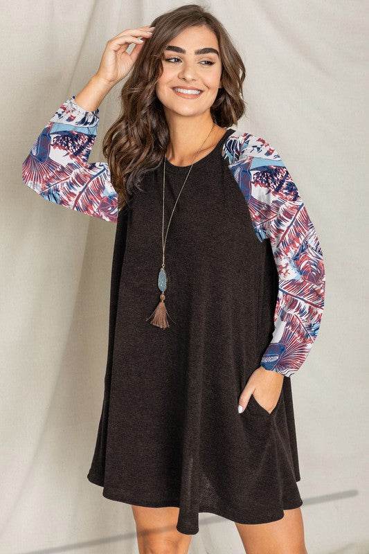Tropical Sleeve A line Tunic Dress