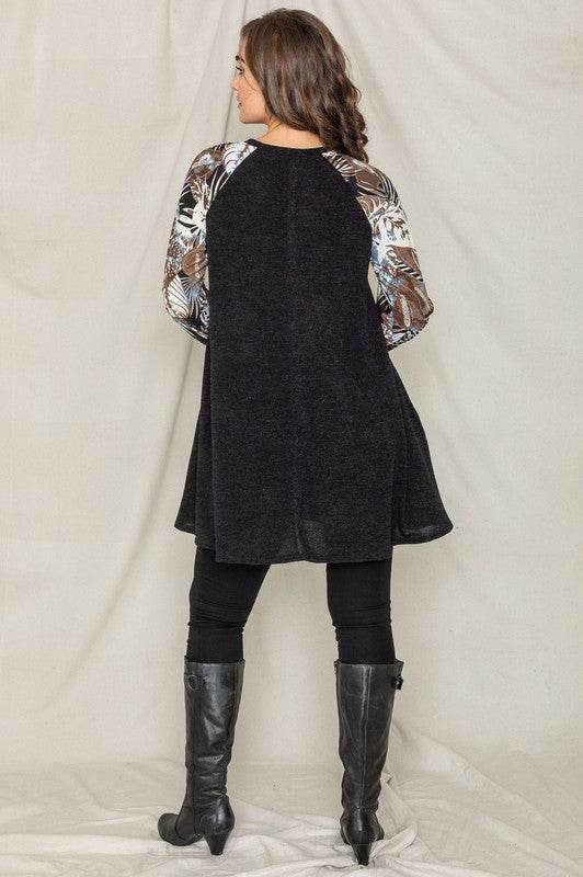 Tropical Sleeve A line Tunic Dress