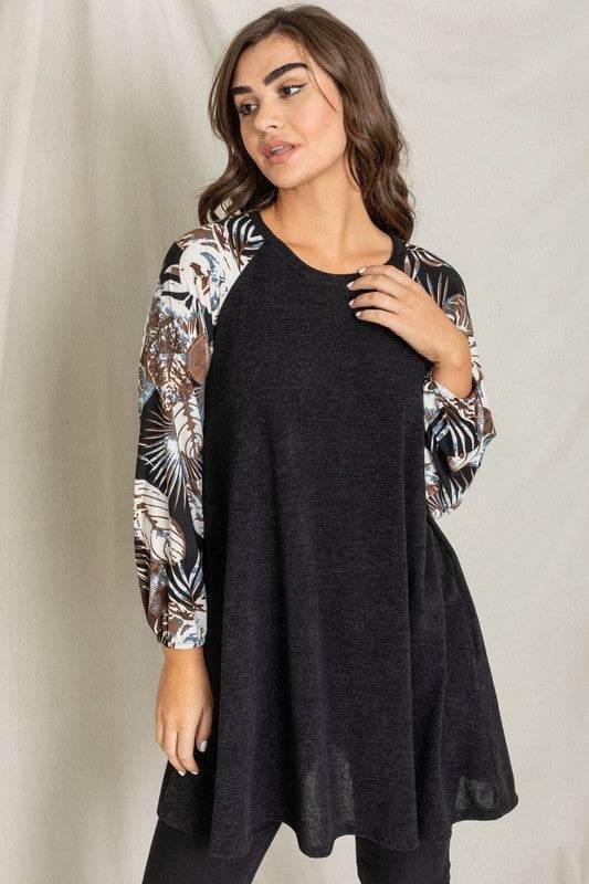 Tropical Sleeve A line Tunic Dress