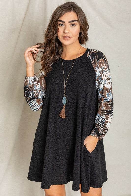 Tropical Sleeve A line Tunic Dress