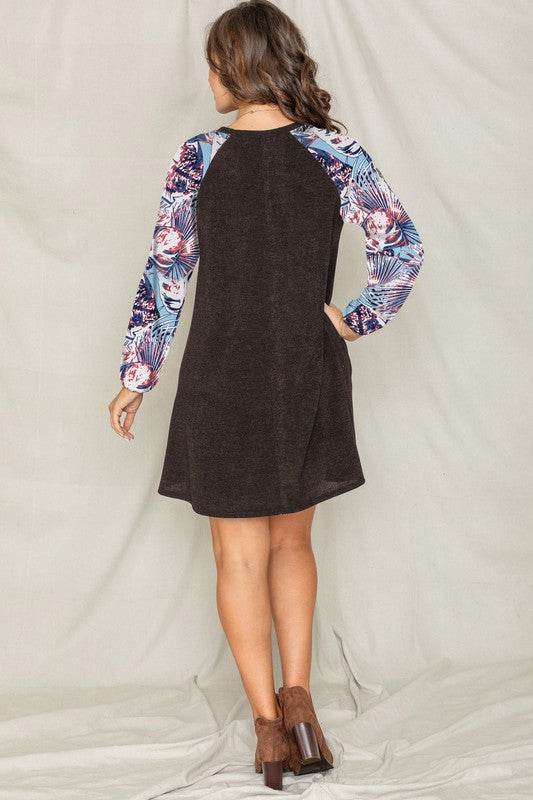Tropical Sleeve A line Tunic Dress