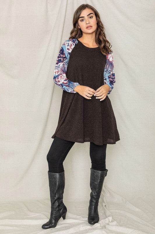 Tropical Sleeve A line Tunic Dress