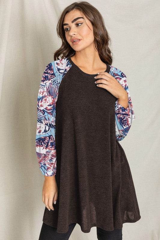 Tropical Sleeve A line Tunic Dress